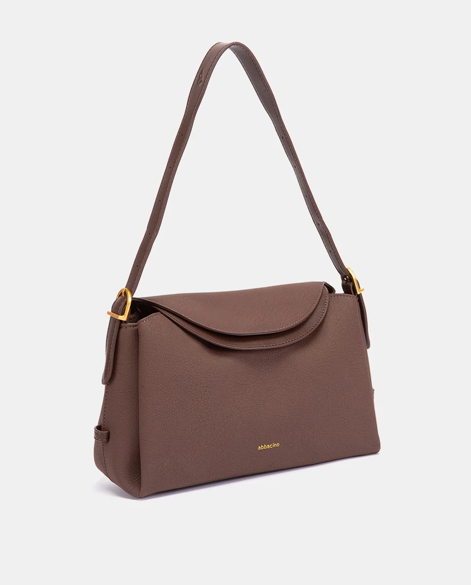 Bolso de hombro en materiales reciclados marrón - Imagen 5