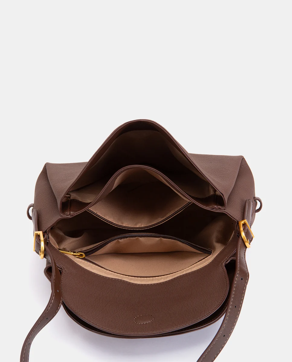 Bolso de hombro en materiales reciclados marrón - Imagen 7