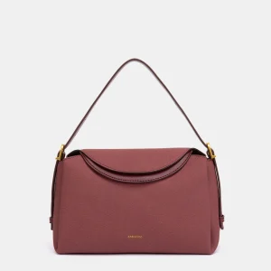 Bolso de hombro en materiales reciclados burdeos
