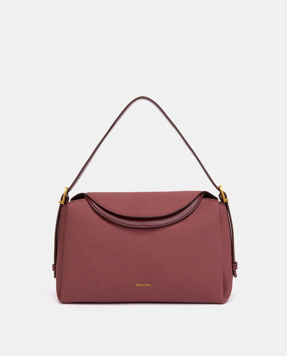 Bolso de hombro en materiales reciclados burdeos