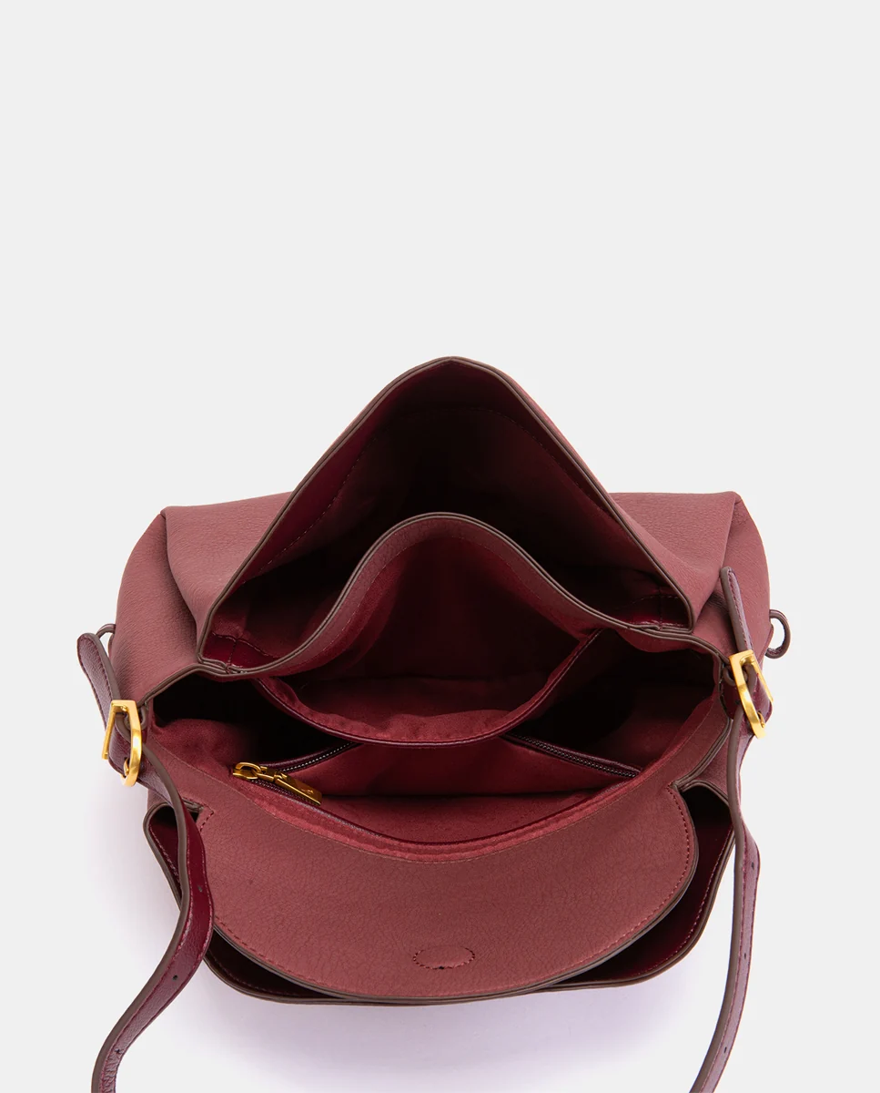 Bolso de hombro en materiales reciclados burdeos - Imagen 7