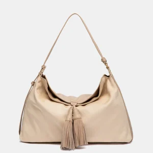 Bolso de hombro con borla beige