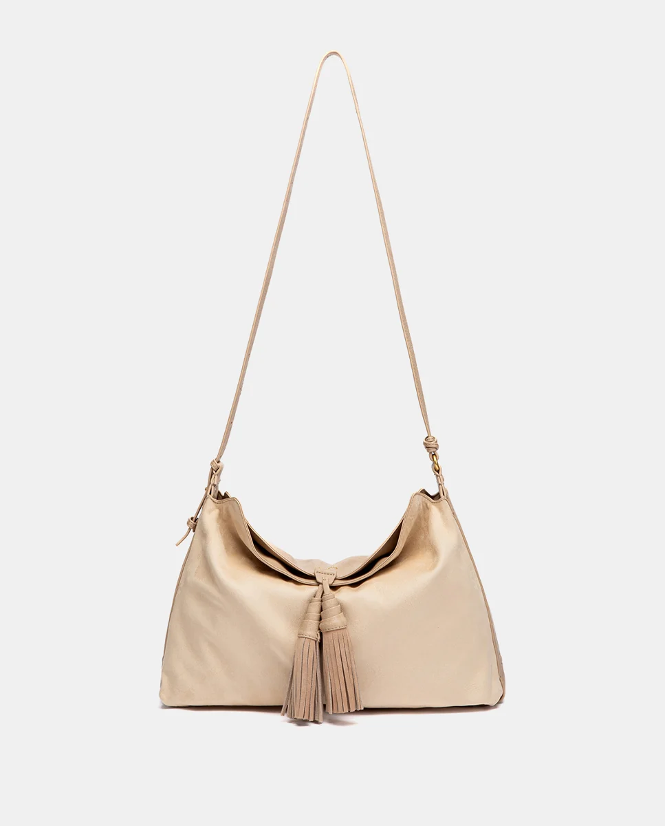 Bolso de hombro con borla beige - Imagen 5
