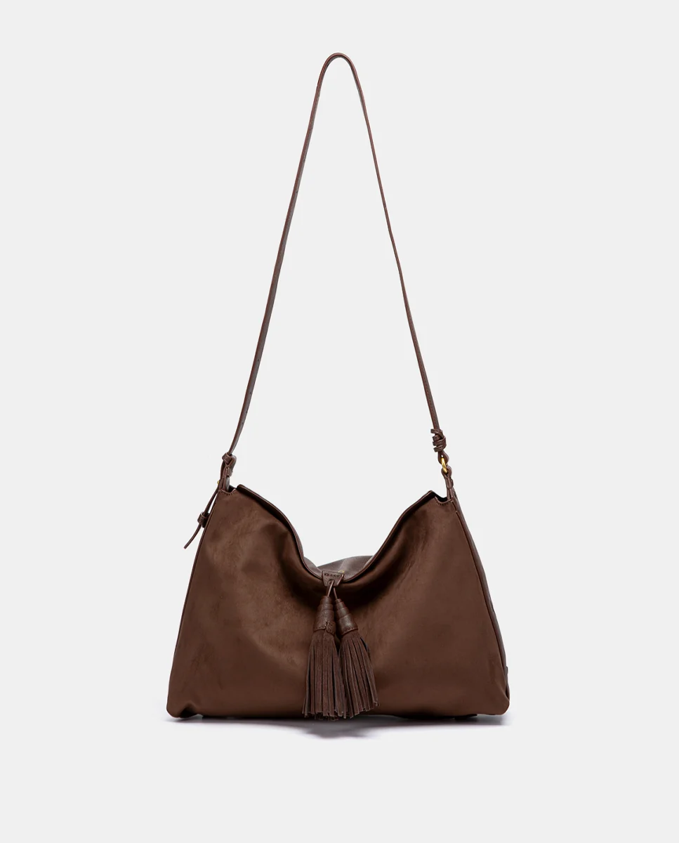 Bolso de hombro con borla marrón - Imagen 6
