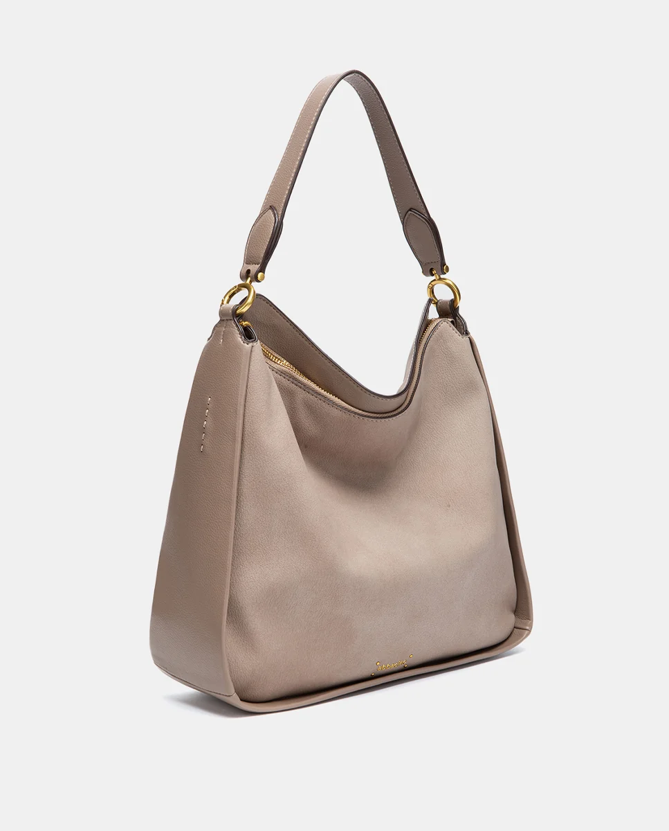 Bolso de hombro en materiales reciclados beige - Imagen 3