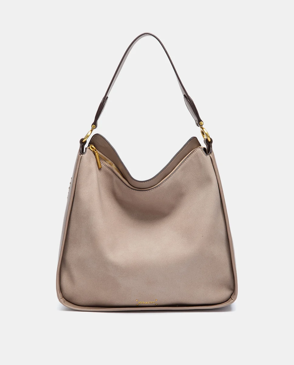 Bolso de hombro en materiales reciclados beige