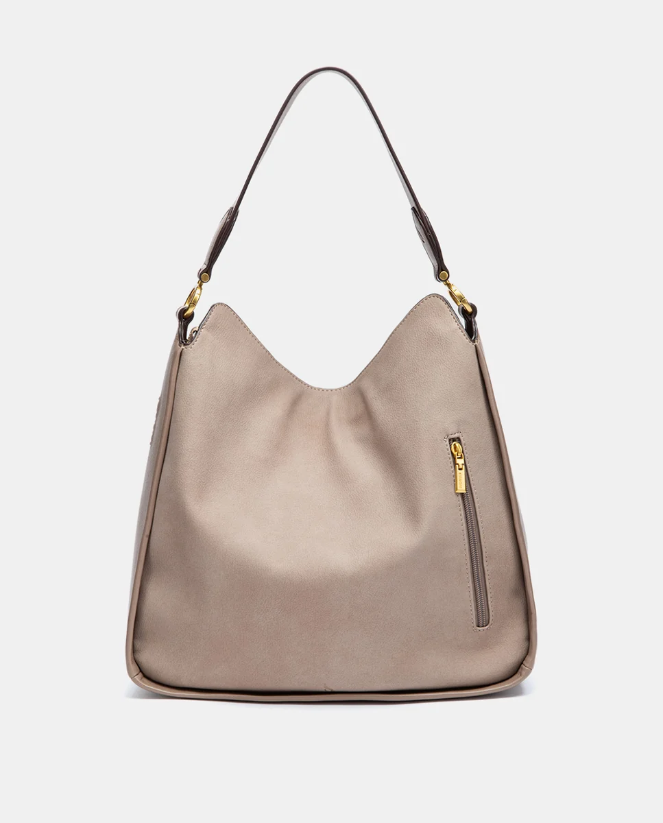 Bolso de hombro en materiales reciclados beige - Imagen 4