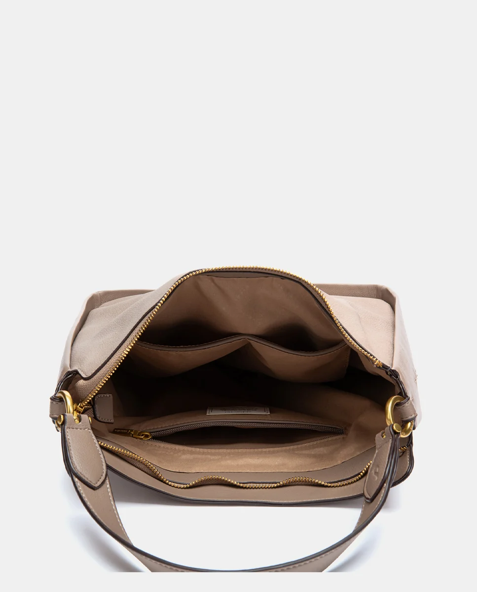 Bolso de hombro en materiales reciclados beige - Imagen 6