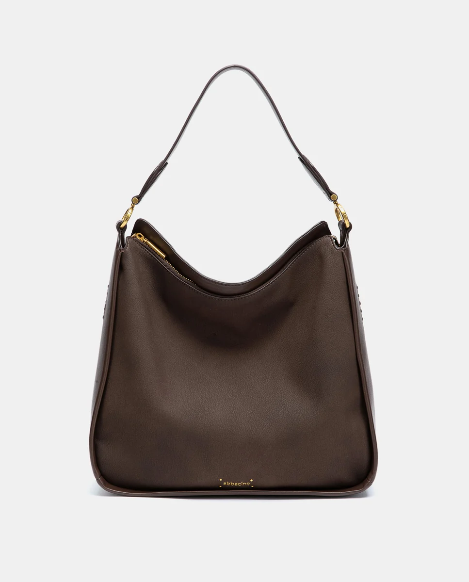 Bolso de hombro en materiales reciclados marrón