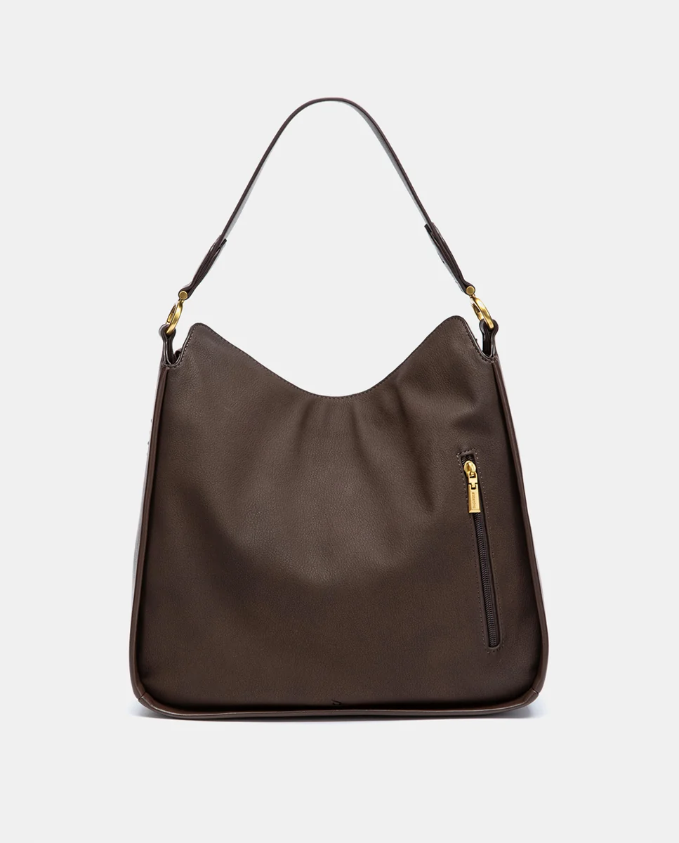 Bolso de hombro en materiales reciclados marrón - Imagen 4