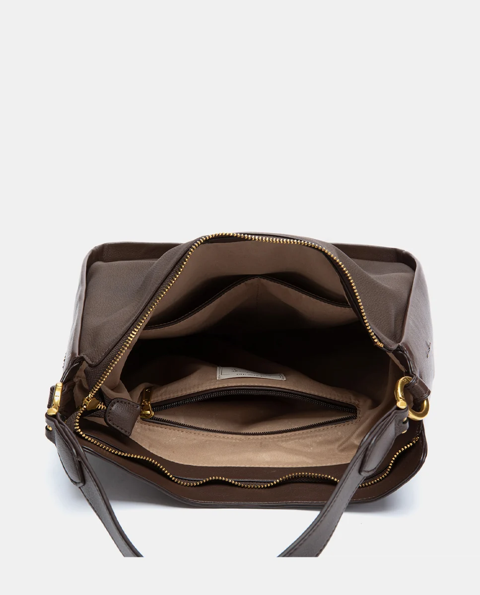 Bolso de hombro en materiales reciclados marrón - Imagen 6