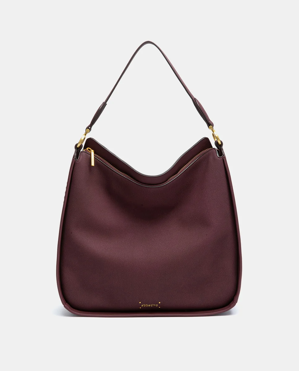 Bolso de hombro en materiales reciclados burdeos - Imagen 2
