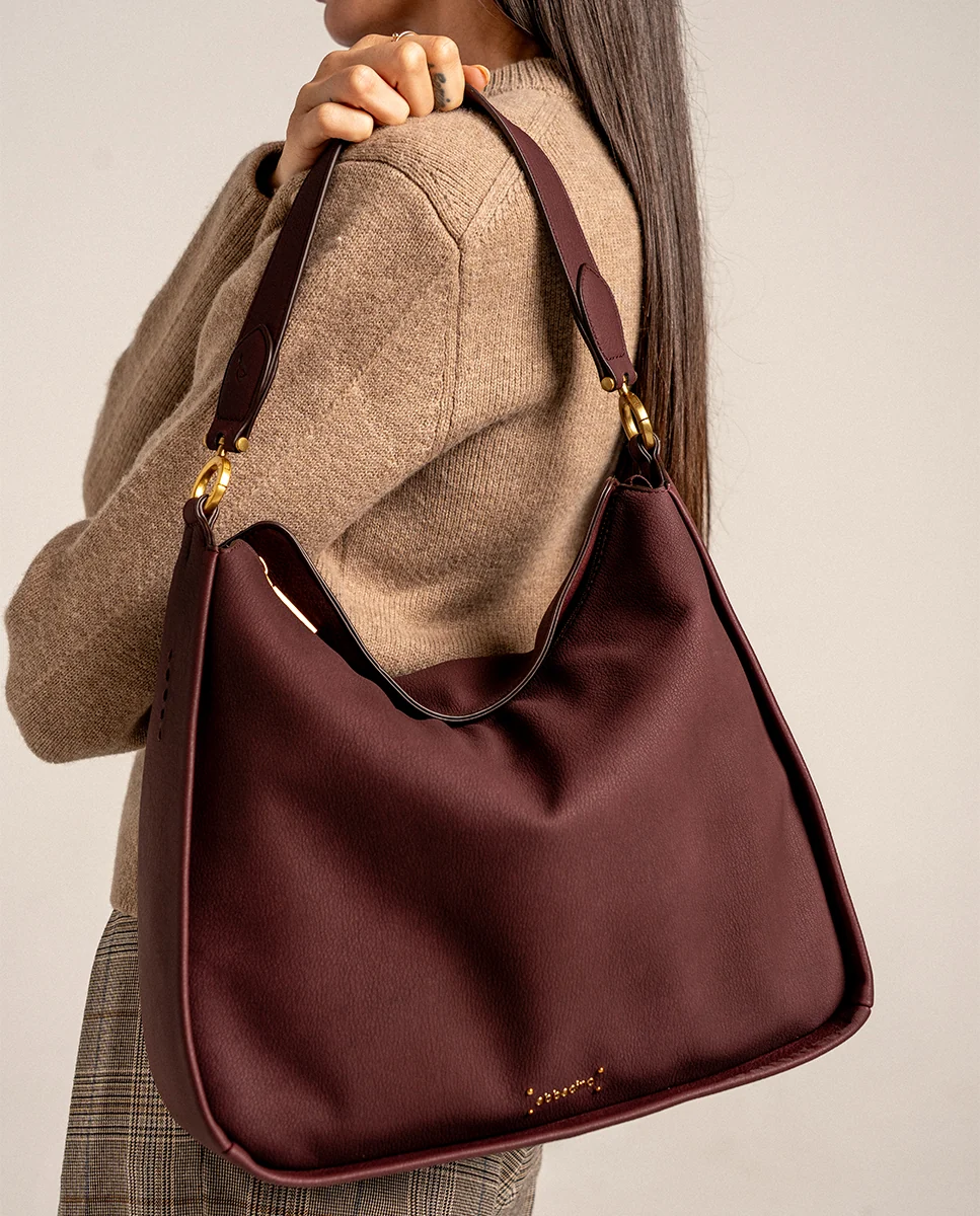 Bolso de hombro en materiales reciclados burdeos - Imagen 3