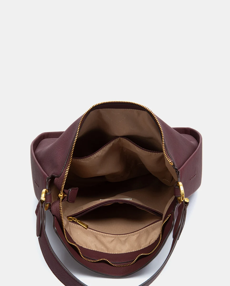Bolso de hombro en materiales reciclados burdeos - Imagen 7