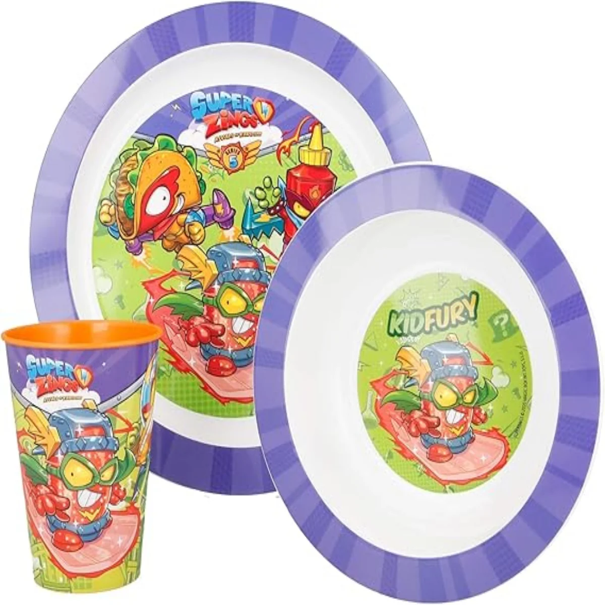 STOR SET MICRO 3 PCS PLATO-CUENCO-VASO SUPER ZINGS - Imagen 2