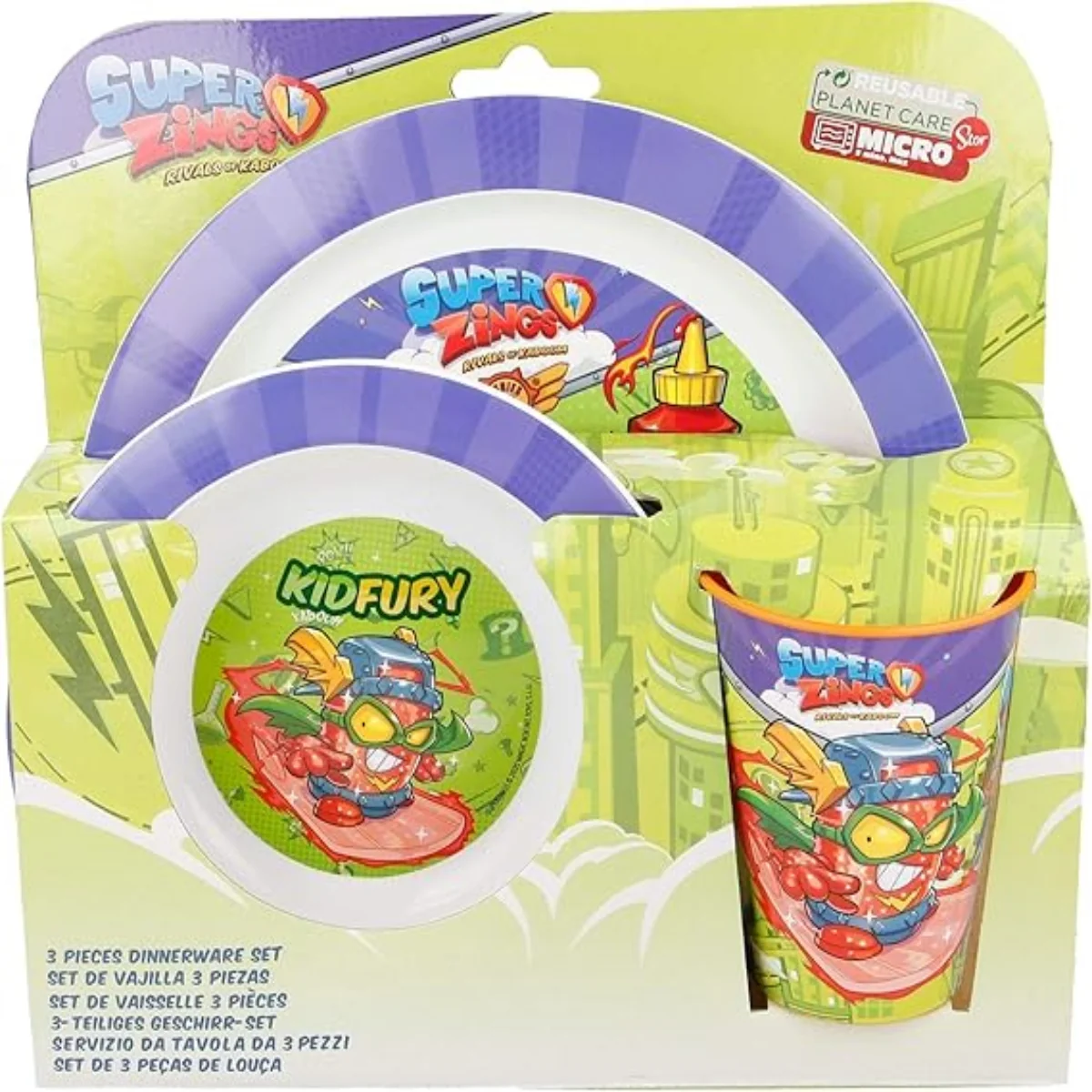 STOR SET MICRO 3 PCS PLATO-CUENCO-VASO SUPER ZINGS - Imagen 3