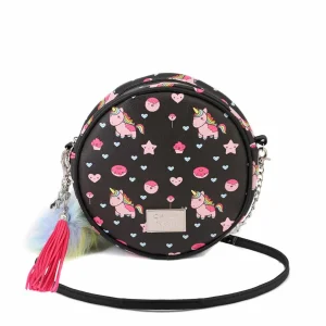 OHMYPOP NEGRO BOLSO REDONDO POPNICORN 18X18X6