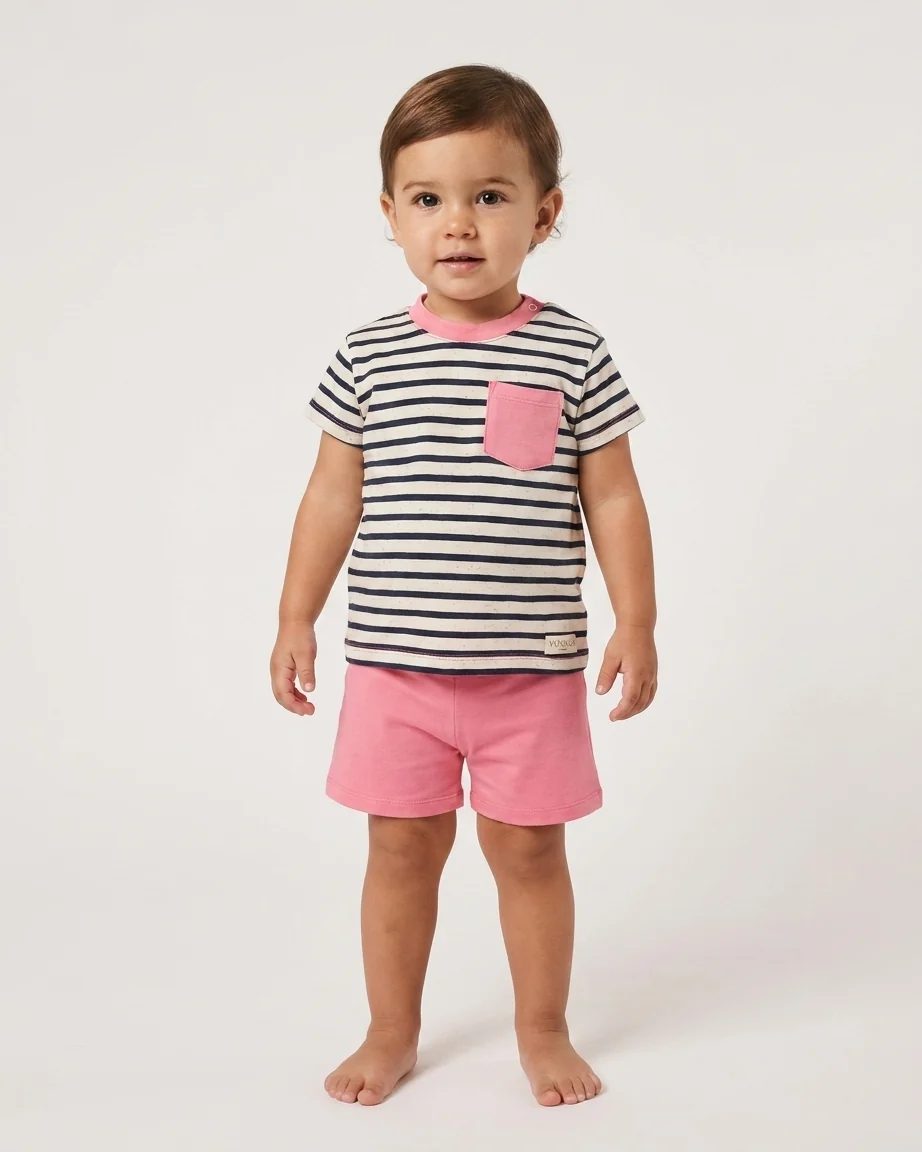 Conjunto Bebé Marinero Rayas Rosa - Imagen 3