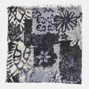 Pañuelo de lana con estampado abstracto negro