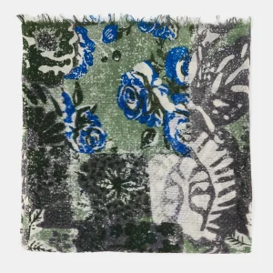 Pañuelo de lana con estampado abstracto verde