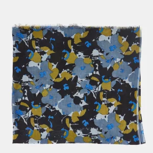 Pañuelo de viscosa con estampado floral negro