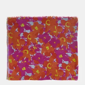 Pañuelo de viscosa con estampado floral naranja