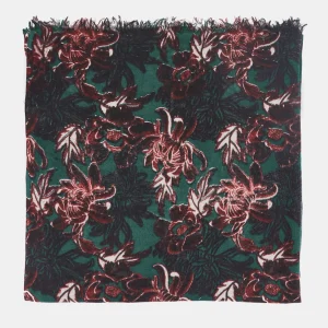 Pañuelo de lana con estampado floral burdeos