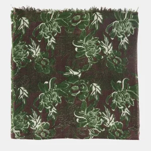 Pañuelo de lana con estampado floral verde