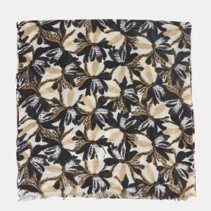 Pañuelo de lana con estampado floral negro