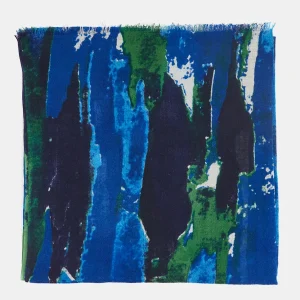Pañuelo de lana con estampado abstracto azul