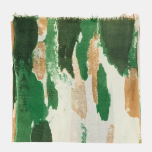 Pañuelo de lana con estampado abstracto verde