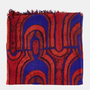 Pañuelo de lana con estampado geométrico rojo