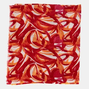 Pañuelo de viscosa con estampado abstracto naranja