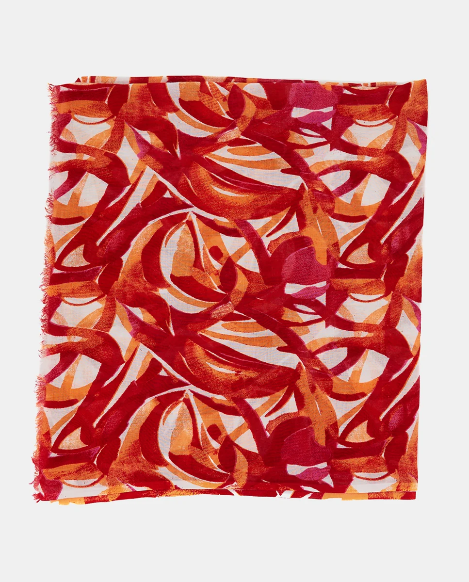Pañuelo de viscosa con estampado abstracto naranja