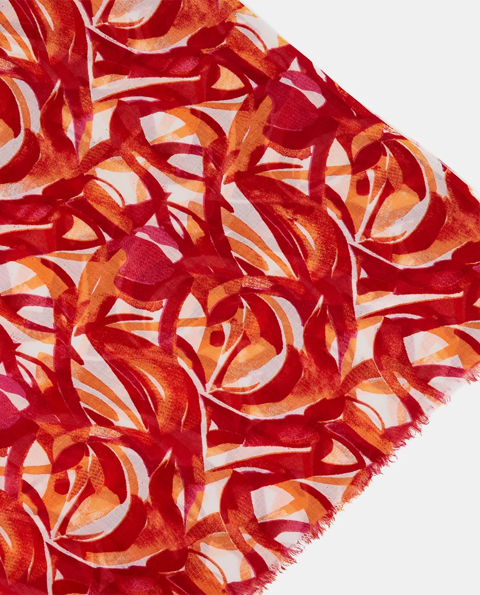Pañuelo de viscosa con estampado abstracto naranja - Imagen 4