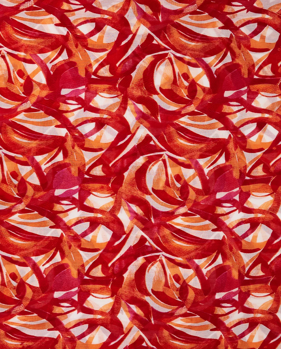 Pañuelo de viscosa con estampado abstracto naranja - Imagen 5