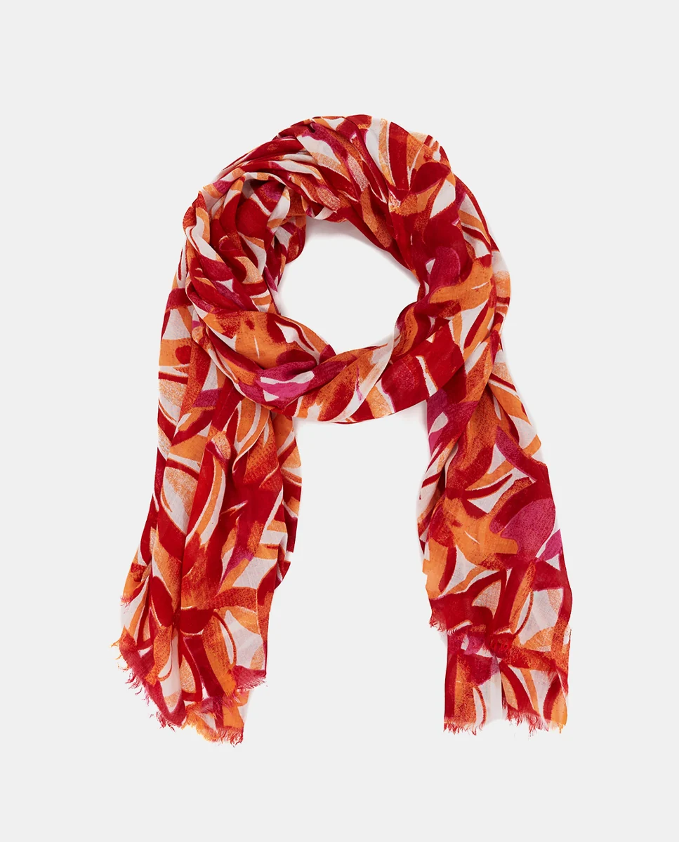 Pañuelo de viscosa con estampado abstracto naranja - Imagen 6