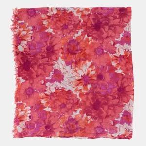 Pañuelo de viscosa con estampado floral fucsia