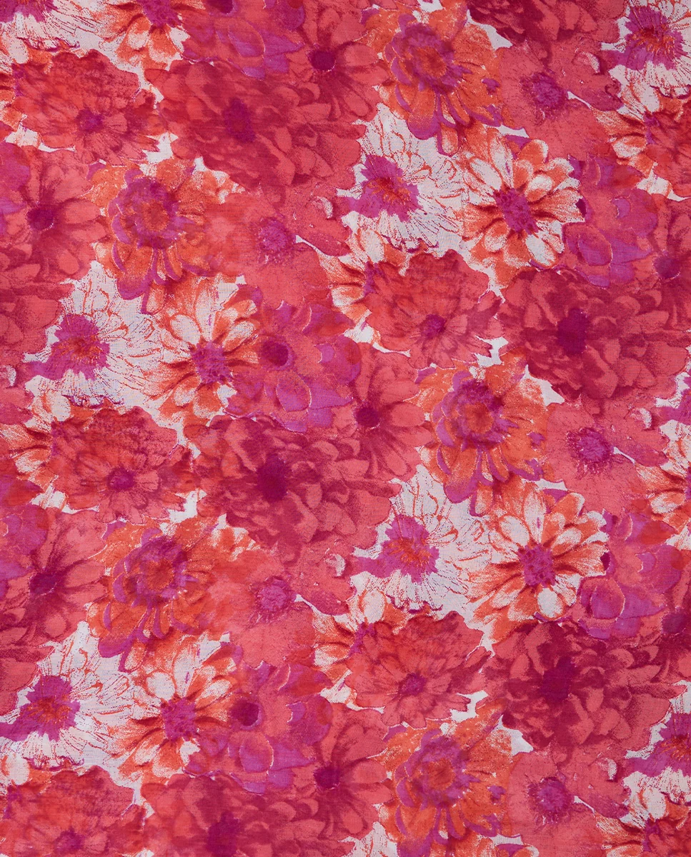 Pañuelo de viscosa con estampado floral fucsia - Imagen 5