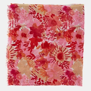 Pañuelo de viscosa con estampado floral rojo