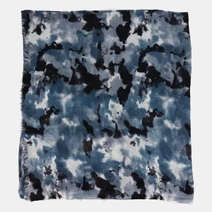 Pañuelo de viscosa con estampado abstracto negro