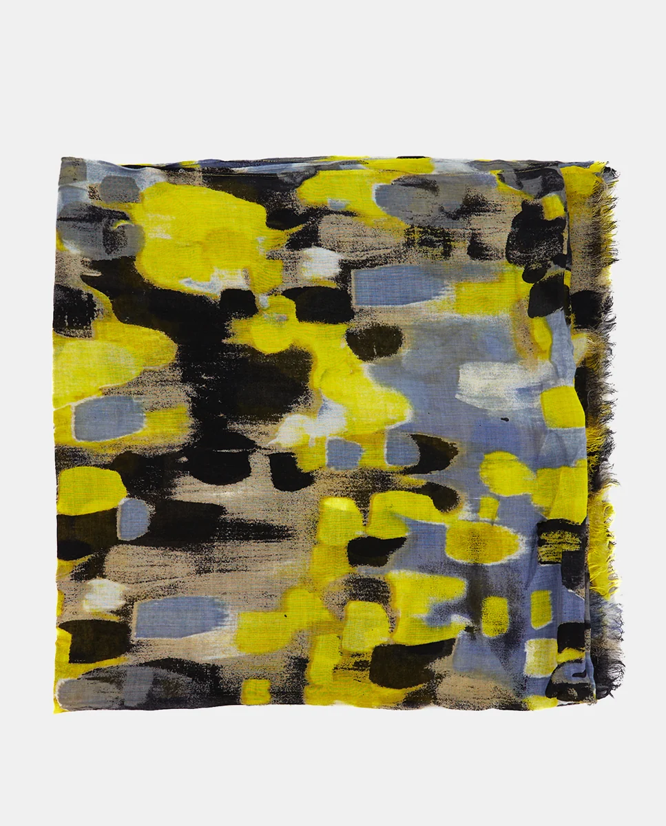 Pañuelo de viscosa con estampado abstracto negro - Imagen 3