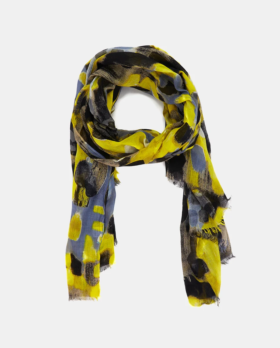 Pañuelo de viscosa con estampado abstracto negro - Imagen 6