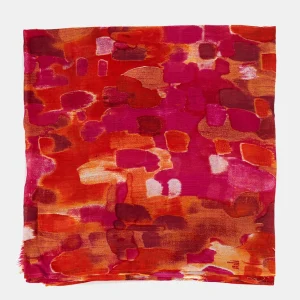 Pañuelo de viscosa con estampado abstracto fucsia