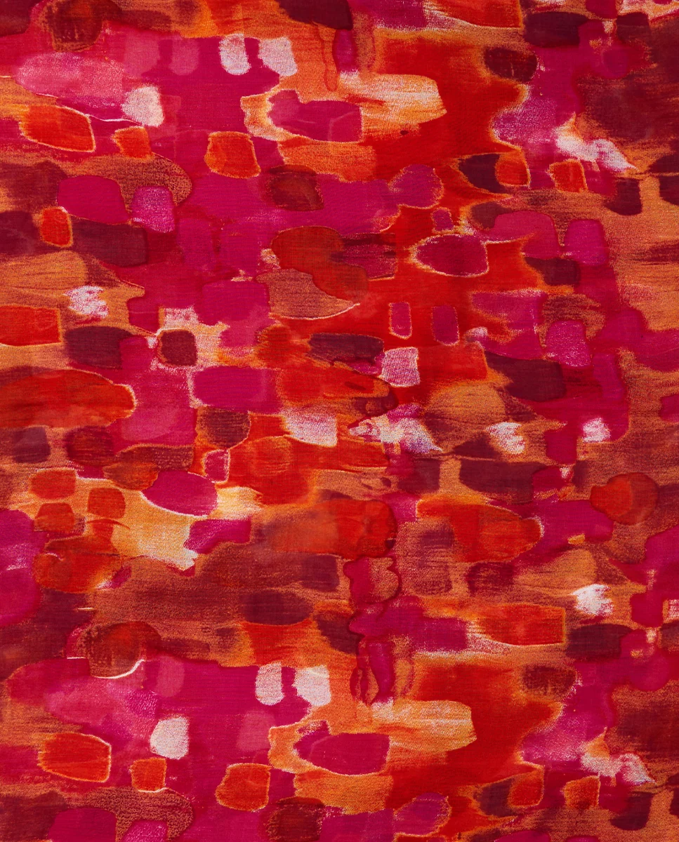 Pañuelo de viscosa con estampado abstracto fucsia - Imagen 5