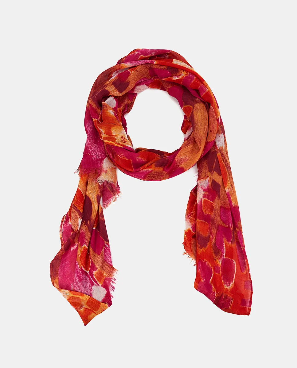 Pañuelo de viscosa con estampado abstracto fucsia - Imagen 6