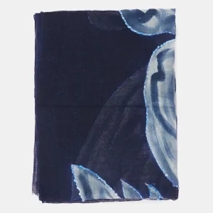 Pañuelo de lana con estampado floral azul