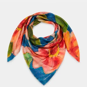 Bandana de seda con estampado floral verde