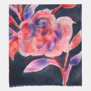 Pañuelo de lana con estampado floral azul