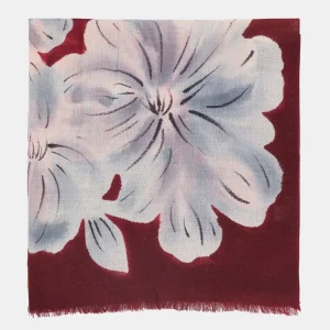Pañuelo de lana con estampado floral burdeos